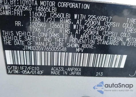 2006 Toyota Rav4 from USA, damaged, VIN JTMBD35V765005548